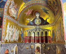 Владимир Чёрный художник. <br/>Эскизы в макете центральной апсиды.<br/>Картон, темпера, золочение. 