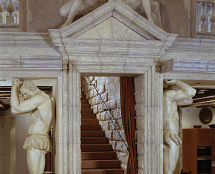 Владимир Чёрный художник. <br/>Портик с нарисованной над ним скульптурной группой.