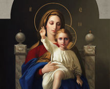 Владимир Чёрный художник. <br/> «Богородица с Предвечным Младенцем». <br/> 1999 г. холст, масло. 92х44 см.