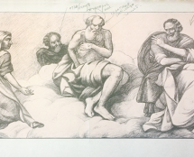 Владимир Чёрный художник. <br/>«Праведный Иов, беседующий с пришедшими к нему друзьями»<br/>Эскиз для росписи ротонды Ново-Иерусалимского мужского монастыря <br/>