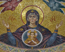 Владимир Чёрный художник. <br/>Богородица Знамение и Престол Господень.<br/> (мозаика, витраж)