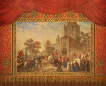 Владимир Чёрный художник. <br/>Парадный занавес-картина: «Въезд Минина и Пожарского в освобожденную Москву». Художники: В.Чёрный, Е. Кравцов, А. Пикалова. 2008-2009 г. холст, масло, 1700х2100 см.