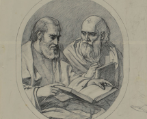 Владимир Чёрный художник. «Евангелисты Матфей и Марк»<br/> Картон к иконе для иконостаса «Храма Христа Спасителя»<br/>