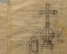 Владимир Чёрный художник. <br/>Царские врата. <br/> 2003 г. бумага, карандаш, 122х249 см.