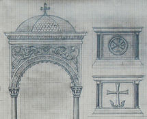 Владимир Чёрный художник. <br/>Проект жертвенника, мраморного престола и  сени над ним.<br/> 2011 г. бумага, карандаш, 56х72 см.