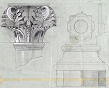 Владимир Чёрный художник. <br/>Чертежи колонны с капителью. <br/> 2003 г. бумага, карандаш, 75х85 см.