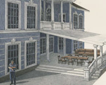 Владимир Чёрный художник. <br/>Эскиз дома. Боковой фасад. <br/>2016 г.,