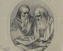 Владимир Чёрный художник. «Евангелисты Иоан и Лука»<br/>Картон к иконе для иконостаса «Храма Христа Спасителя»<br/>