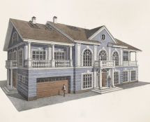 Владимир Чёрный художник. <br/>Эскиз частного особняка (главный фасад)<br/>